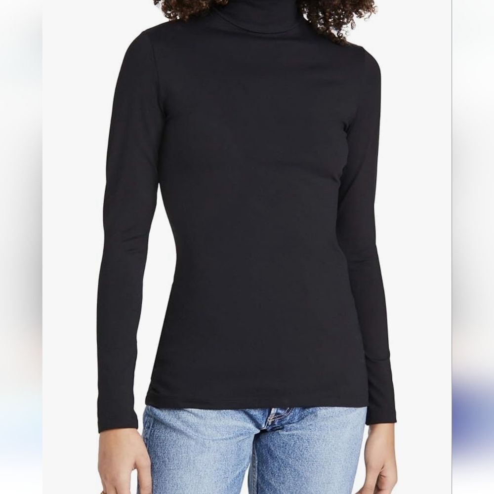Susana Monaco Black Long Sleeve Turtleneck Top